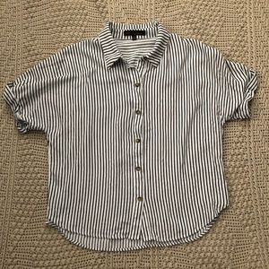 Black and White Striped Linen Button Down